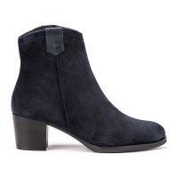 botin campero en serraje azul con tacon medio