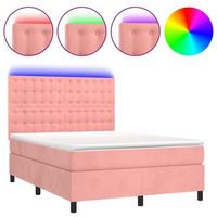 cama tapizada 193x144x128 cm terciopelo - rosa