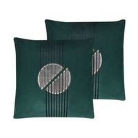 conjunto de 2 cojines decorativos verde terciopelo patron geometrico 45 x 45 cm cremallera dormitorio sala de estar glamour ceropegia