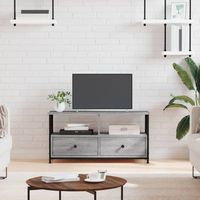 mueble tv  mueble de salon  armario tv hierro y madera contrachapada gris sonoma 90x33x45 cm cfw779400