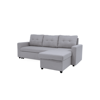 Sofá Cama Chaise Longue Clony Ii Con Asientos Extensibles En Tela Gris