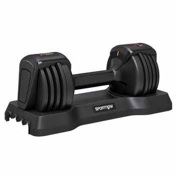 SPORTNOW Mancuerna Ajustable 11 kg 5 en 1 con Ajuste Rápido Bloqueo de Seguridad y Agarre Antideslizante Negro   Aosom España