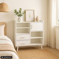 comoda con aspecto de madera blanco