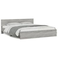 estructura de cama con cabecero gris sonoma 160x200 cm