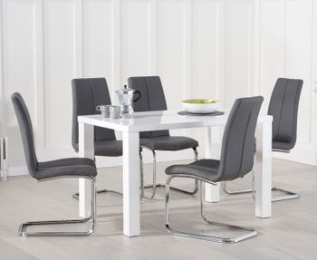 Atlanta 120cm White High Gloss Dining Table with Tarin Chairs