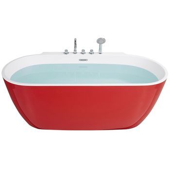 Bañera Independiente Roja De Acrílico Sanitario Ovalado Individual 170 X 80 Cm Diseño Moderno Rotto