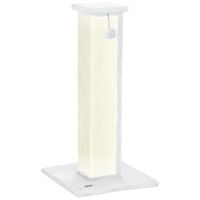pawhut poste rascador para gatos altura 81 cm rascador para gatos con poste de sisal y bola colgante 41x41x81 cm blanco