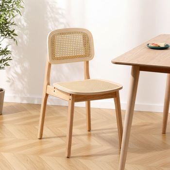 Set 2 sillas escandinavas en madera y ratán