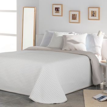 Colcha Jacquard Opalia. Colcha Cama 135 Cm - 235x270 Cm. - Beige