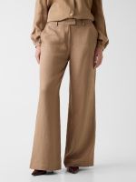 pantalones de campana de mezcla de lino