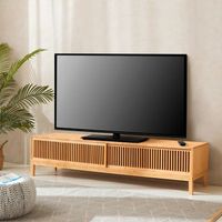mesa de tv videbak con 2 puertas corredoras bambu 180 x 40 x 38 cm - color natural encasa