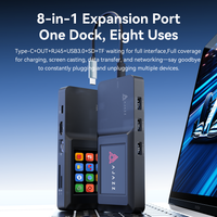 base de conexion ajazz akp01e tipo-c 8 en 1 con pantalla base de control de escritorio proyeccion de alta definicion 4k ranuras duales para tarjetas tfsd