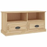 mueble para tv madera contrachapada roble sonoma 93x355x45 cm vidaxl
