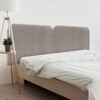 dhome cabecero verde agua curvo tapizado en pana 160cm dual con patas altura 125cm para pared acustico absorbente cabezal cama dormitorio verde agua 160cm dual