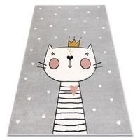 alfombra kiddo 6106 gris claro  blanca gatito corona para ninos se 160x220 cm