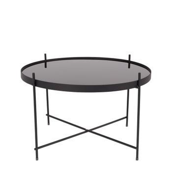 Mesa de centro de cristal templado y acero lacado negro