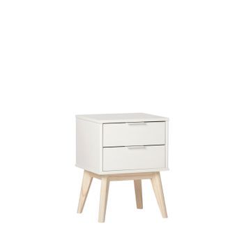 Mesita De Noche 2 Cajones Mdf Lacado Klast Home Nórdico 40 X 53 Cm - Blanco