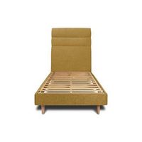 cama 135x190 cm con cabecero en linea - tejido lienzo mate