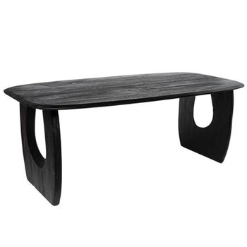 Mesa comedor madera acabado negro redondeado 160