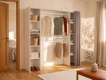 Vestidor con cortina 180-110 cm blanco