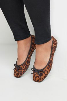 Bailarinas Marrones Leopardo En Ancho Especial
