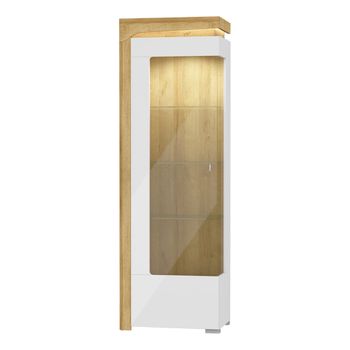Vitrina 1 puerta apertura a la paneles laminados blanco y madera