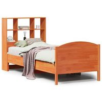 cama con estanteria sin colchon madera maciza marron 100x200 cm vidaxl