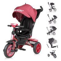 triciclo evolutivo speedy air con ruedas de goma asiento giratorio 360 y capota de lorelli - redblack