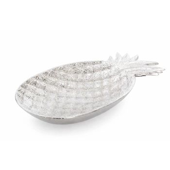 Bandeja decorativa de aluminio plateado 31x17cm