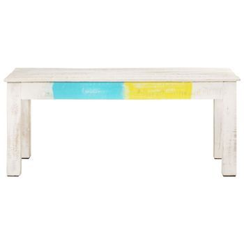 Mesa De Centro，mesa Auxiliar，mesa De Café De Madera De Mango Maciza Blanca 110x60x45 Cm