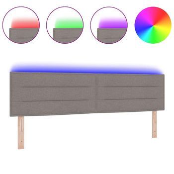 Cabecero Led Con Luces De Tiras Led Manual Taupé 180 Cm Tela