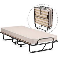 cama plegable 80 x 190 cm 4 ruedas cama supletoria plegable con colchon costway 80 x 190 x 39 cm