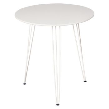 HOMCOM Mesa de Comedor Redonda Estilo Moderno Nórdico con Patas de Horquilla Metálicas para Cocina Salón Ø70x75 cm Blanco   Aosom España