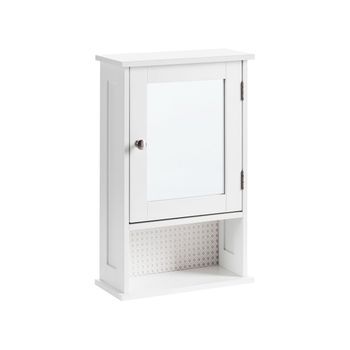 Armario Con Espejo De Pared Para Baño 34 X 53 Cm Almacenaje Mdf Estilo Moderno Blanco Huila