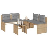 juego de sofas jardin con cojines 4 uds  conjunto mueble jardin mesa y sillas ratan sintetico beige cfw94528