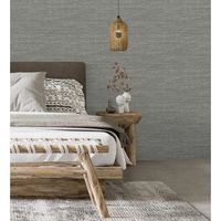 papel pintado vinilico lavable rafia con fibras de sisal tenido en relieve color gris viso - studs texture 682097 de gaulan - rollo de 10 m x 052 m