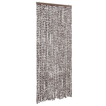 Cortina Antimoscas Chenilla Marrón Y Blanco 100x200 Cm Vidaxl