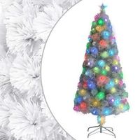 arbol de navidad artificial con luces fibra optica blanco 150cm vidaxl