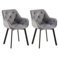 juego de 2 sillas de comedor terciopelo gris oscuro 62x57x84 cm clp
