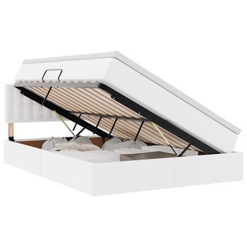 Cama Con Almacenamiento Y Led Puro 140 X 200 Cm Cuero Sintético Vidaxl