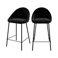 set de 2 sillas para isla de cocina en terciopelo negro 65 cm