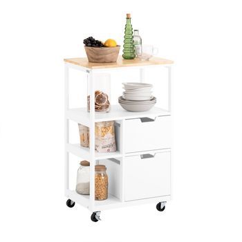 Carro De Almacenamiento Mueble Auxiliar Cocina Carrito De Servir Con 2 Cajones Y 3 Estantes 52 X 36 X 89 Cm Fkw111-wn Sobuy Es
