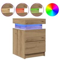 mesilla de noche con led madera marron roble 35x39x55 cm vidaxl