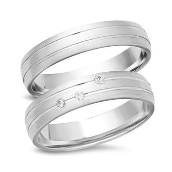 Alianzas 14 quilates oro blanco 3 diamantes