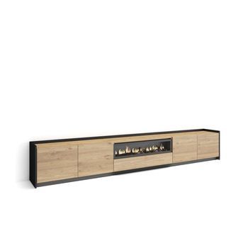 Mueble Tv Genalguacil-02 Con Chimenea Y Luces Led