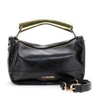 minibolso efecto piel naplak con asa metalica black