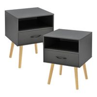set de 2 mesitas auxiliares gavle con cajon - gris oscuro encasa