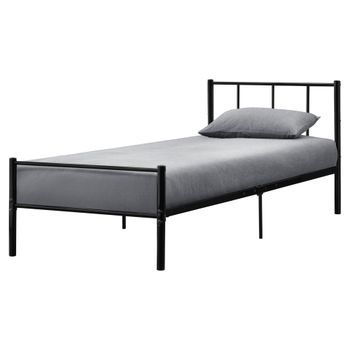 [en.casa]® Cama De Metal - 90cm X 200cm - Cama Simple - Cama Individual - Somier - Negro