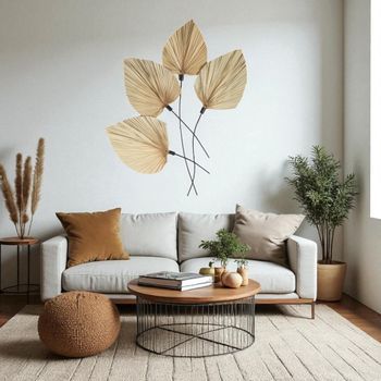 Placa Pared Hojas Natural/metal
