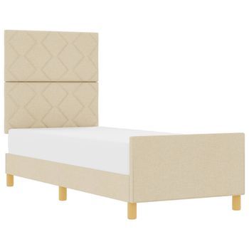 Estructura De Cama Con Cabecera Crema 80 X 200 Cm Tela Vidaxl